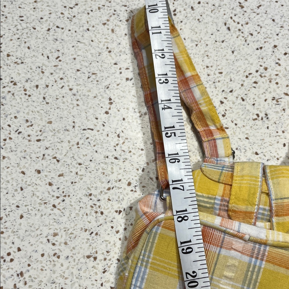 Roxy Yellow, Orange and Light Blue Plaid Cinch Mini Backpack - Picture 10 of 11